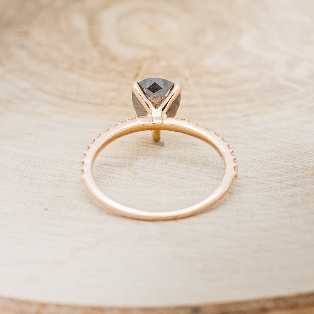 "RAMONA" - PEAR-SHAPED SALT & PEPPER DIAMOND ENGAGEMENT RING WITH DIAMOND ACCENTS-12