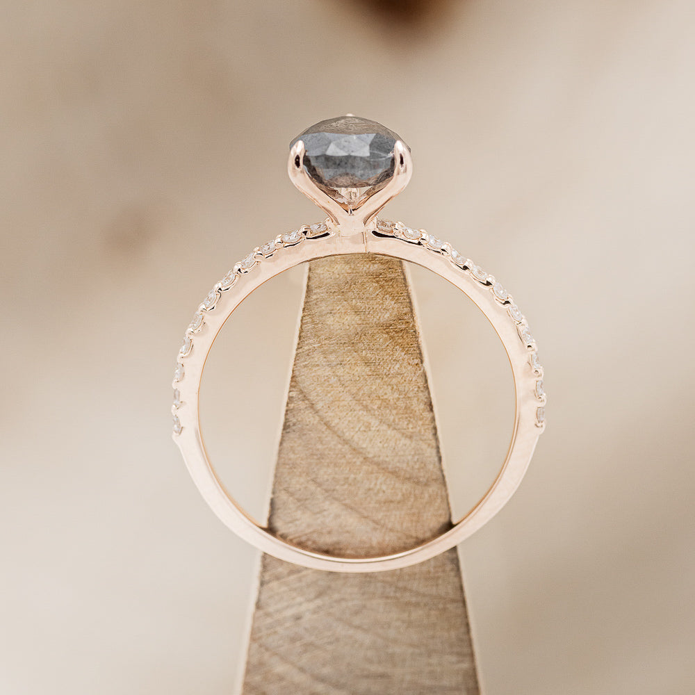 "RAMONA" - PEAR-SHAPED SALT & PEPPER DIAMOND ENGAGEMENT RING WITH DIAMOND ACCENTS-11