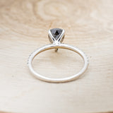 "RAMONA" - ENGAGEMENT RING WITH DIAMOND ACCENTS - SHOWN W/ PEAR-SHAPED SALT & PEPPER DIAMOND - SELECT YOUR OWN STONE