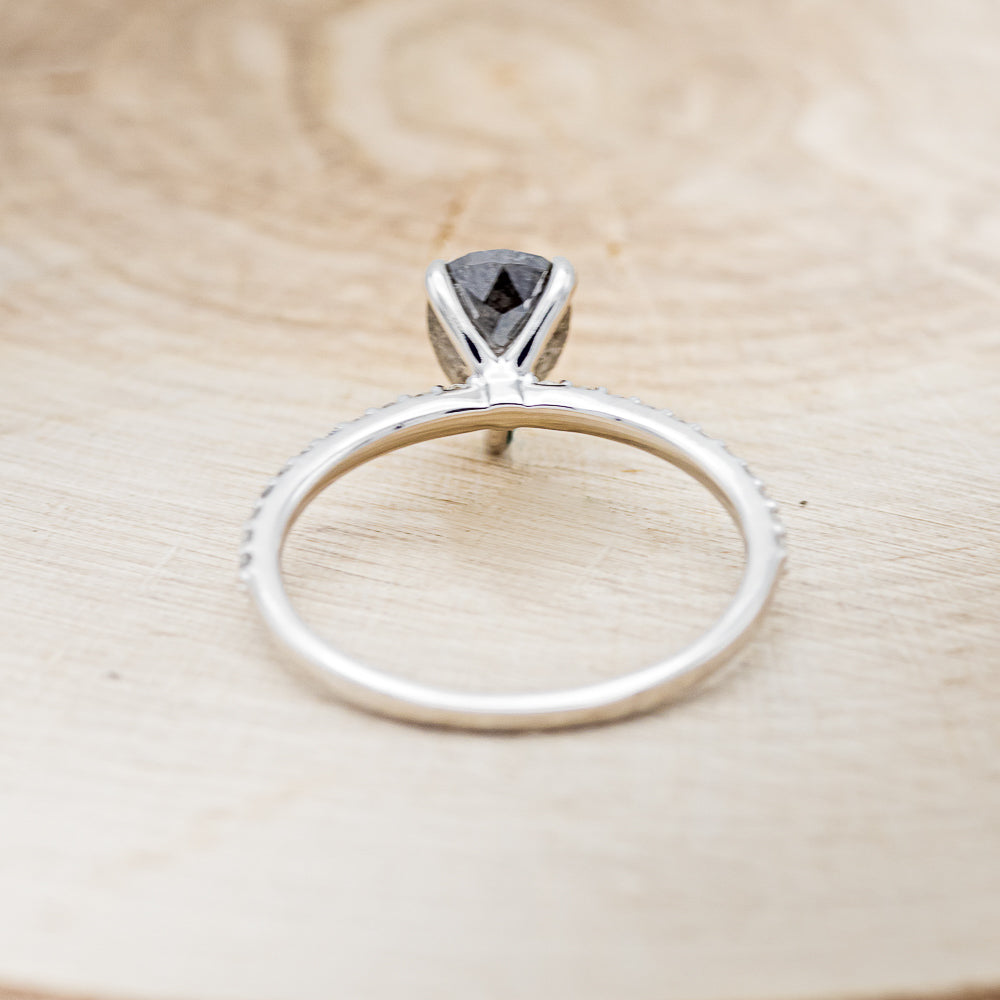 "RAMONA" - PEAR-SHAPED SALT & PEPPER DIAMOND ENGAGEMENT RING WITH DIAMOND ACCENTS-6