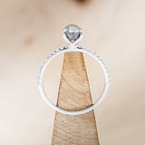 "RAMONA" -  PEAR-SHAPED SALT & PEPPER DIAMOND ENGAGEMENT RING WITH DIAMOND ACCENTS