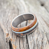 "ELEMENT" - IRONWOOD, PATINA COPPER & TURQUOISE WEDDING BAND - READY TO SHIP-3