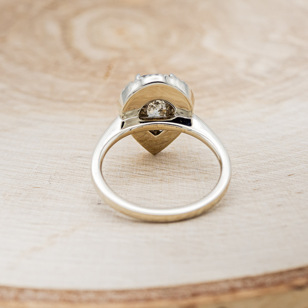 "LYDIA" - PEAR-SHAPED SALT & PEPPER DIAMOND ENGAGEMENT RING WITH DIAMOND HALO-6