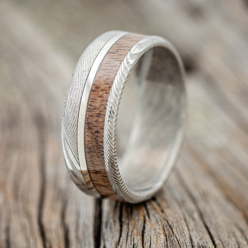 "TANNER" - KOA WOOD & 14K GOLD INLAY WEDDING RING-1