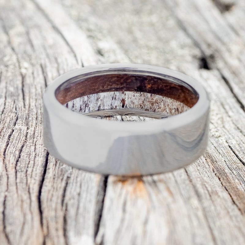 IRONWOOD & ANTLER LINED WEDDING RING - READY TO SHIP-8