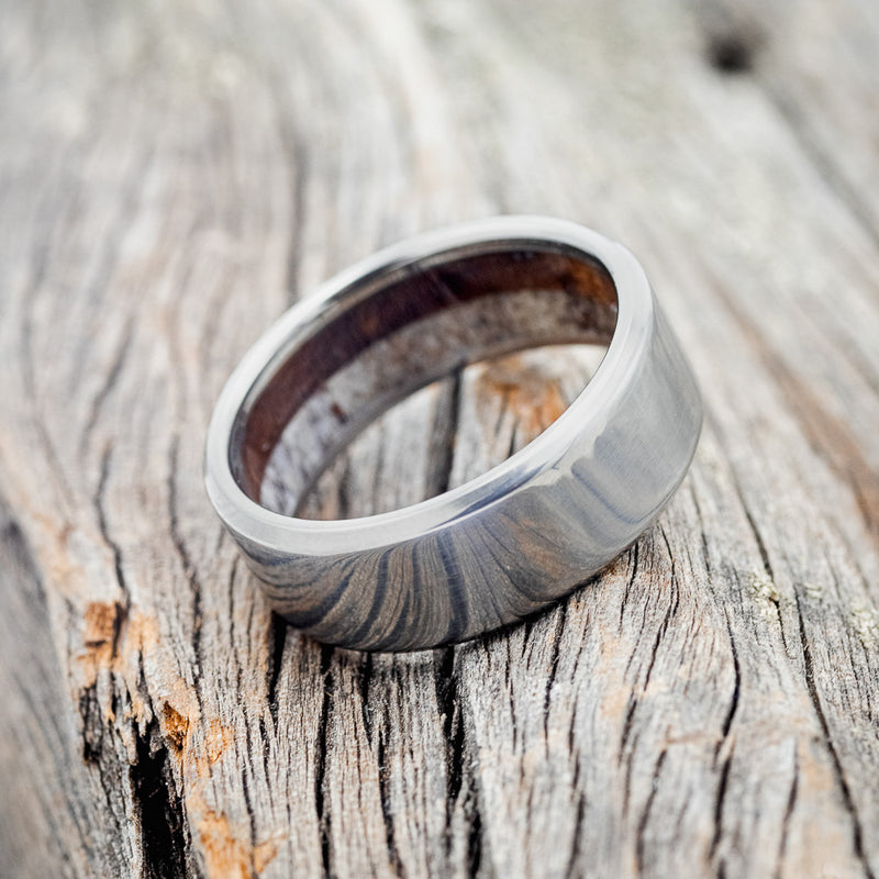 IRONWOOD & ANTLER LINED WEDDING RING - READY TO SHIP-5