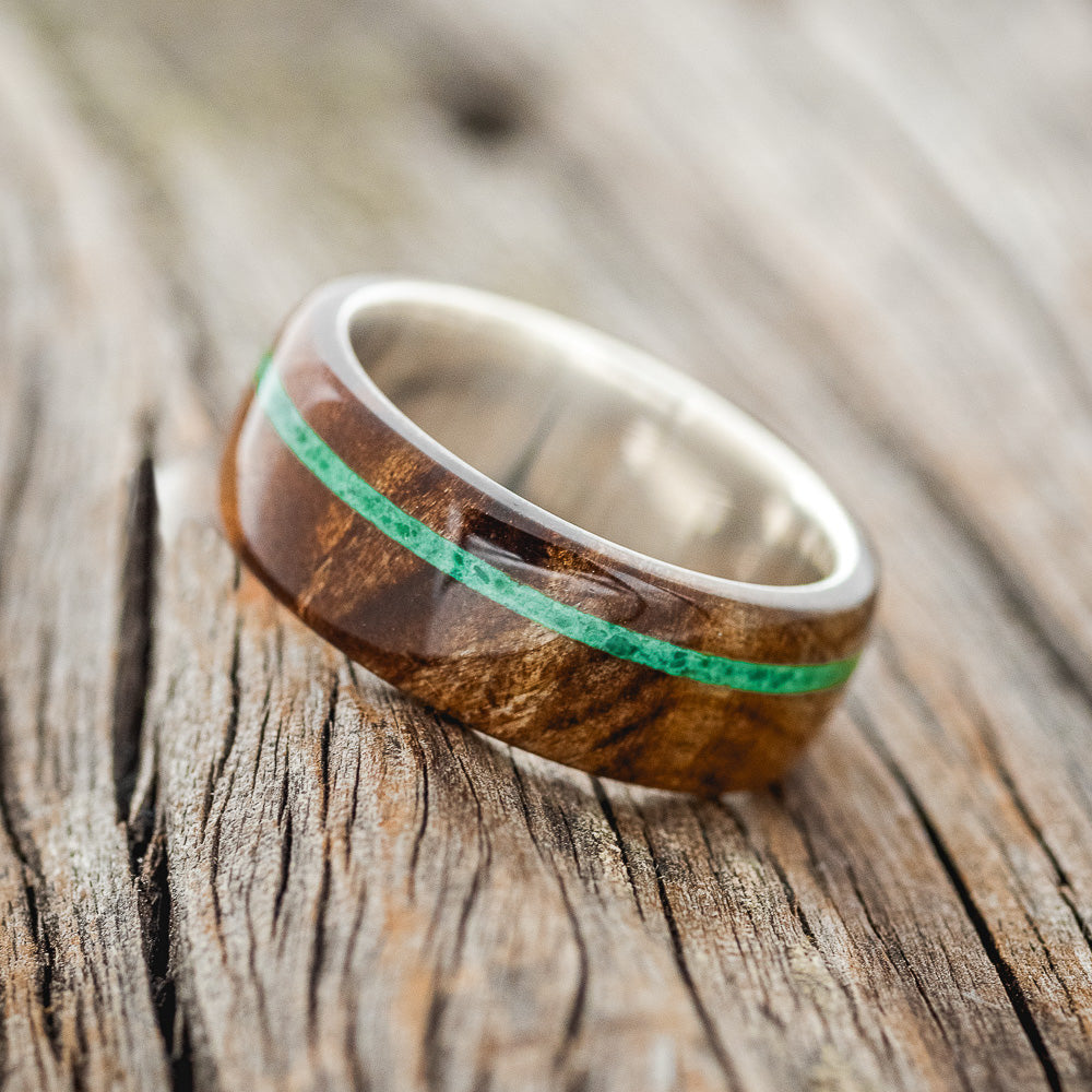 "REMMY" - REDWOOD & MALACHITE WEDDING RING-5