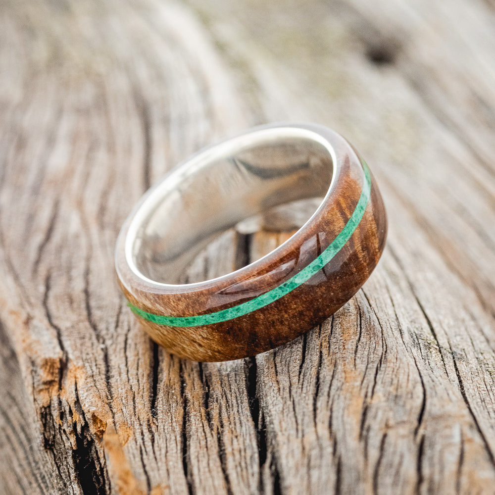 "REMMY" - REDWOOD & MALACHITE WEDDING RING-6