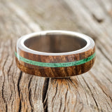 "REMMY" - REDWOOD & MALACHITE WEDDING RING - TUNGSTEN - SIZE 11 1/4-3