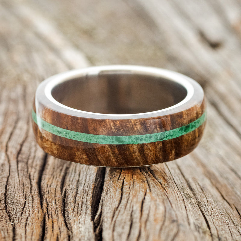 "REMMY" - REDWOOD & MALACHITE WEDDING RING - READY TO SHIP-3