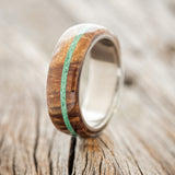 "REMMY" - REDWOOD & MALACHITE WEDDING RING - TUNGSTEN - SIZE 11 1/4-1