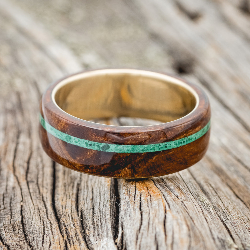 "REMMY" - REDWOOD & MALACHITE WEDDING RING-9