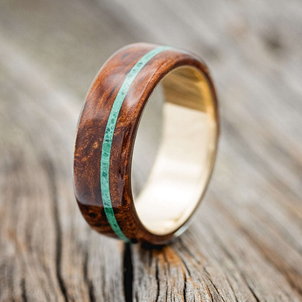"REMMY" - REDWOOD & MALACHITE WEDDING RING-7