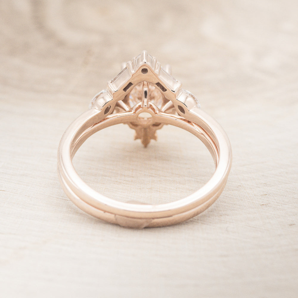 "TREVA" - OVAL MOISSANITE ENGAGEMENT RING WITH DIAMOND ACCENTS & "MELODY" TRACER-25