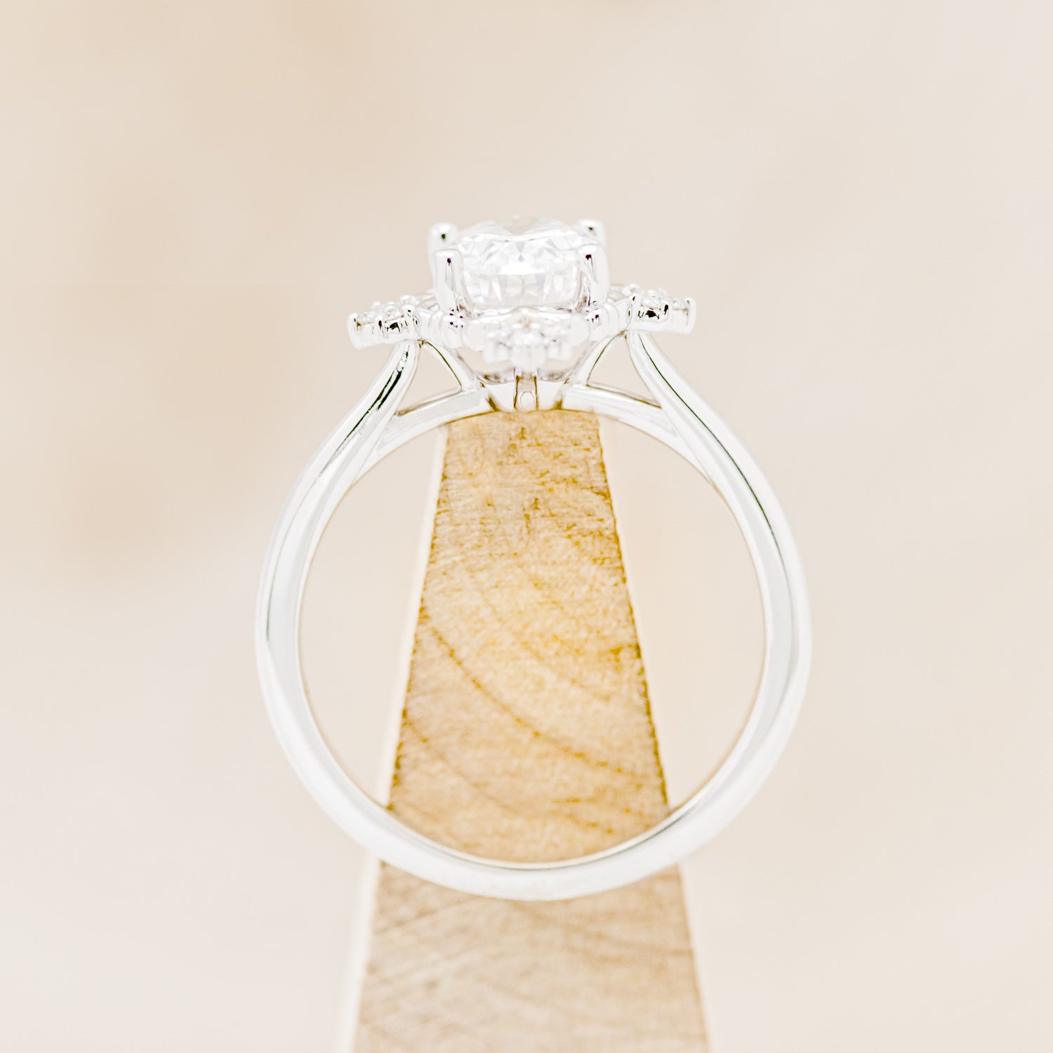 "TREVA" - OVAL MOISSANITE ENGAGEMENT RING WITH DIAMOND ACCENTS & "MELODY" TRACER-49