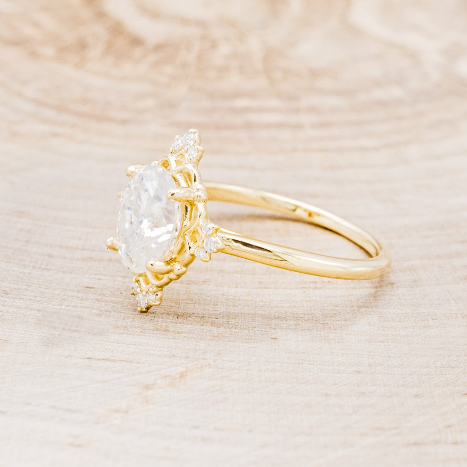 "TREVA" - OVAL MOISSANITE ENGAGEMENT RING WITH DIAMOND ACCENTS & "MELODY" TRACER-8
