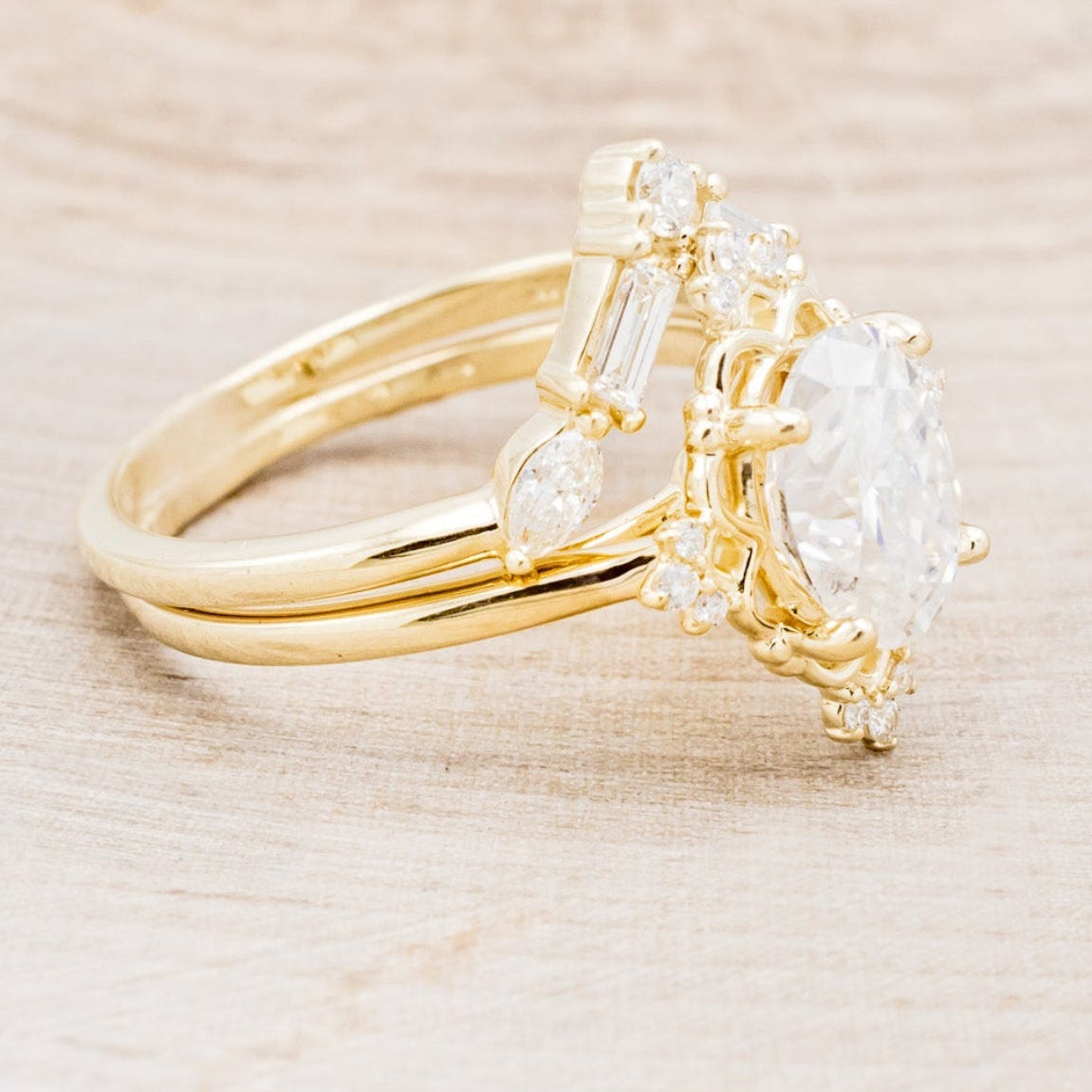 "TREVA" - OVAL MOISSANITE ENGAGEMENT RING WITH DIAMOND ACCENTS & "MELODY" TRACER-2