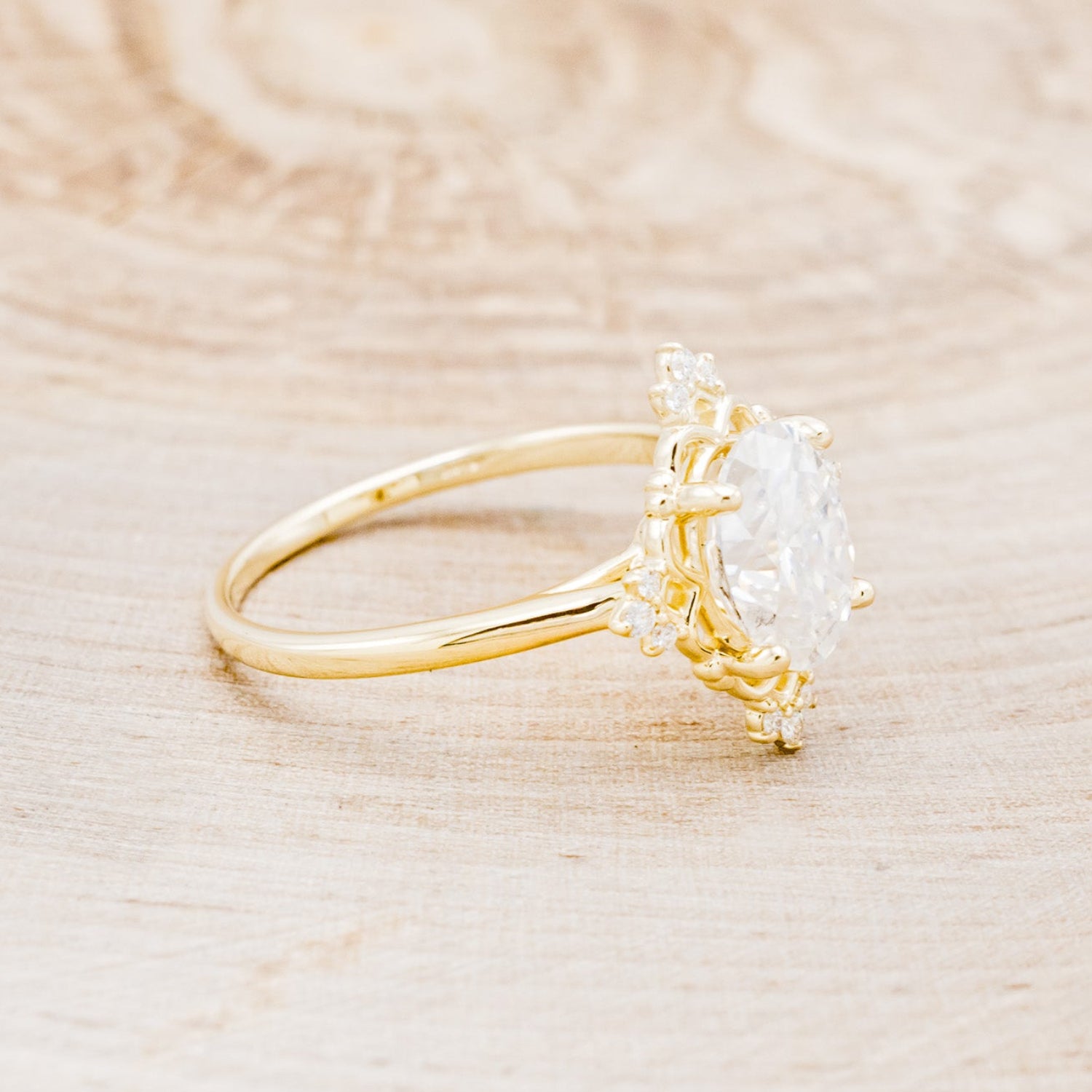 "TREVA" - OVAL MOISSANITE ENGAGEMENT RING WITH DIAMOND ACCENTS & "MELODY" TRACER-7