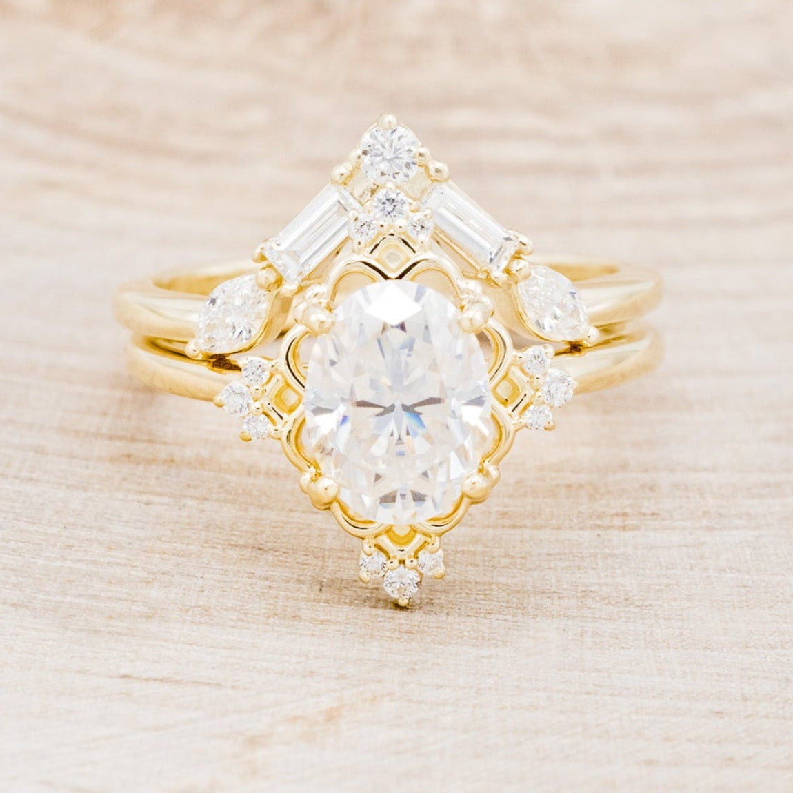 "TREVA" - OVAL MOISSANITE ENGAGEMENT RING WITH DIAMOND ACCENTS & "MELODY" TRACER-4