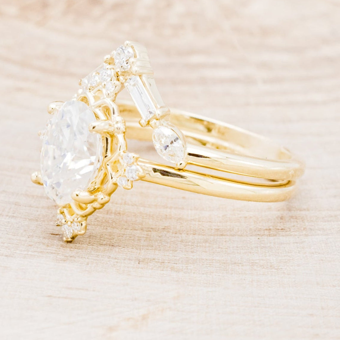 "TREVA" - OVAL MOISSANITE ENGAGEMENT RING WITH DIAMOND ACCENTS & "MELODY" TRACER-3