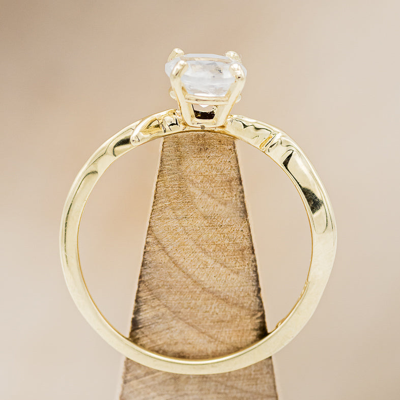 "ARTEMIS" - ROUND MOONSTONE ENGAGEMENT RING WITH AN ANTLER-STACKING BAND-10
