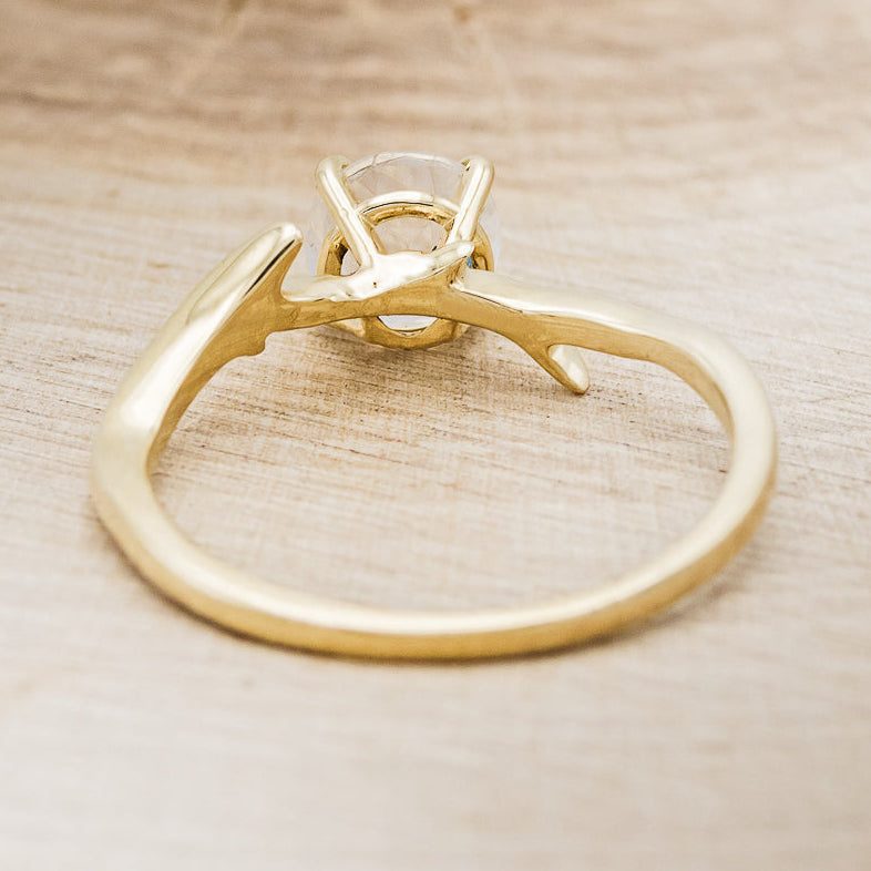 "ARTEMIS" - ROUND MOONSTONE ENGAGEMENT RING WITH AN ANTLER-STACKING BAND-11