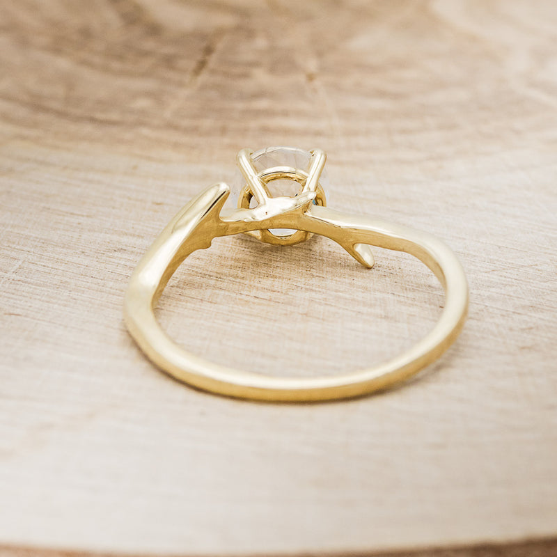 "ARTEMIS" - ROUND MOONSTONE ENGAGEMENT RING WITH AN ANTLER-STACKING BAND-11