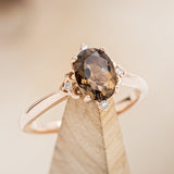 Zella Oval Smoky Quartz Engagement Ring with Diamond Accents