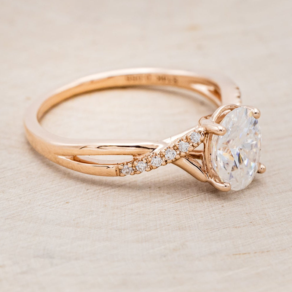 "ROSLYN" - OVAL MOISSANITE ENGAGEMENT RING WITH DIAMOND ACCENTS-2