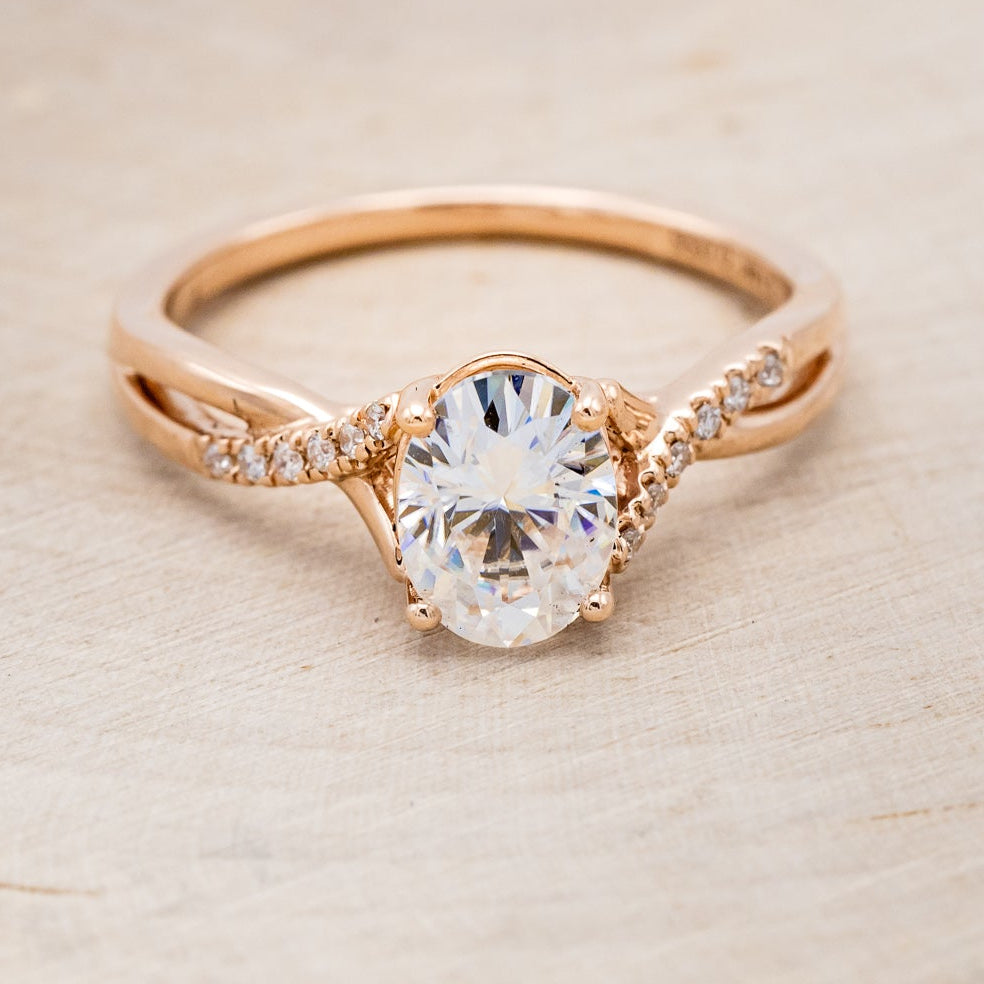"ROSLYN" - OVAL MOISSANITE ENGAGEMENT RING WITH DIAMOND ACCENTS-4