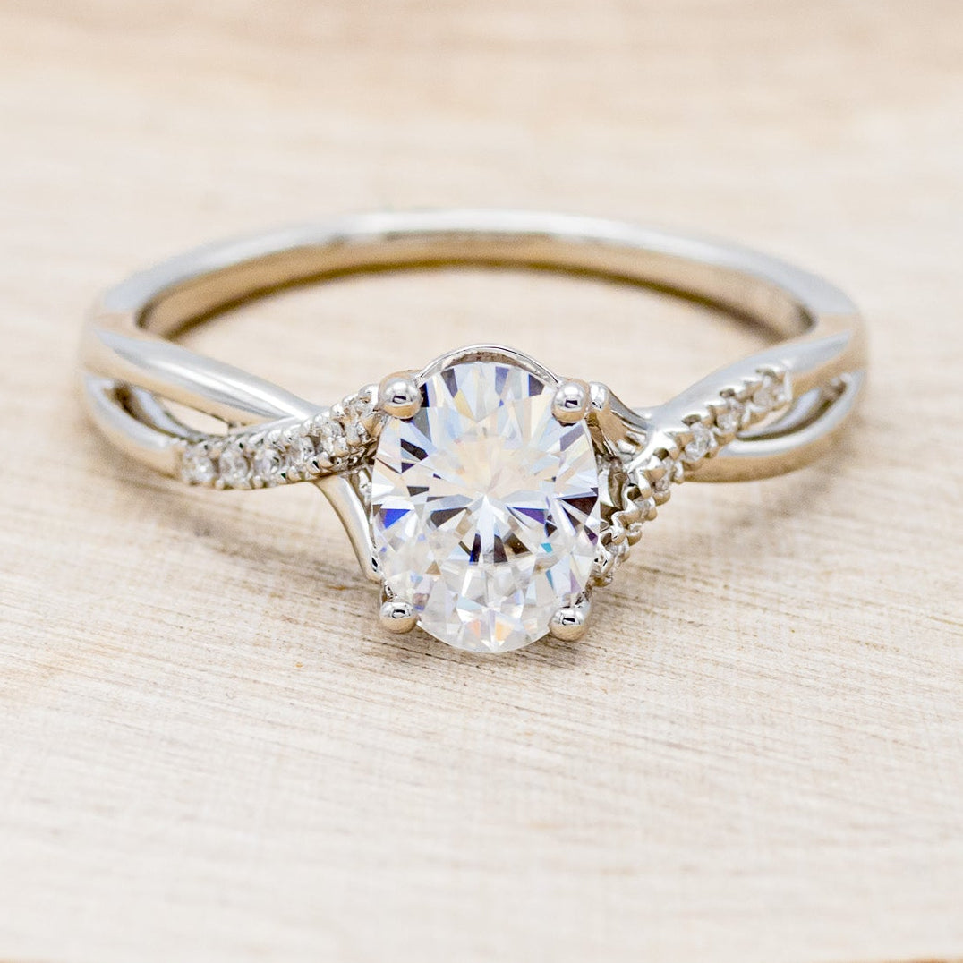 "ROSLYN" - OVAL MOISSANITE ENGAGEMENT RING WITH DIAMOND ACCENTS-10