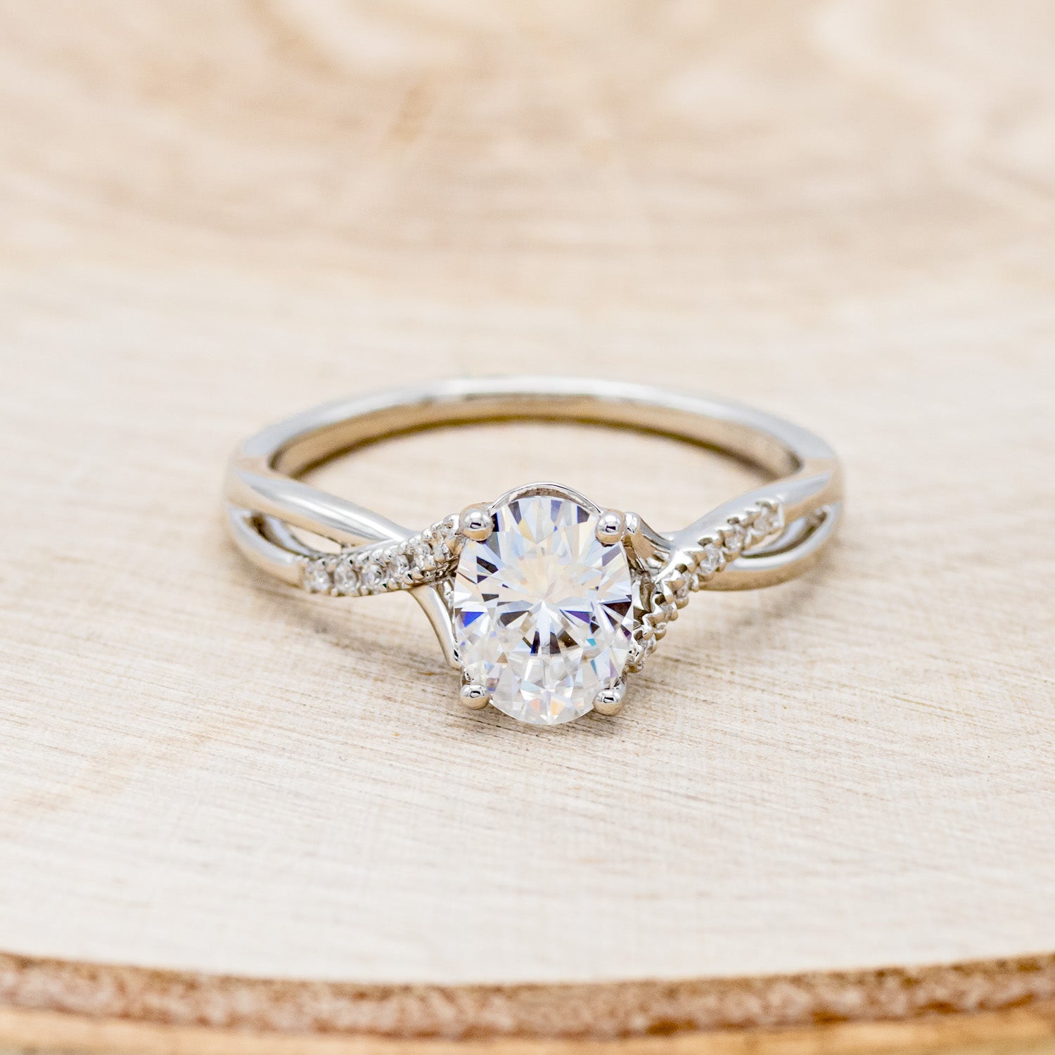 "ROSLYN" - OVAL MOISSANITE ENGAGEMENT RING WITH DIAMOND ACCENTS-10