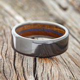 "ARGOS" - IRONWOOD, WHISKEY BARREL OAK & LAPIS LAZULI LINED WEDDING BAND - READY TO SHIP-5