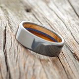 "ARGOS" - IRONWOOD, WHISKEY BARREL OAK & LAPIS LAZULI LINED WEDDING BAND - READY TO SHIP-4