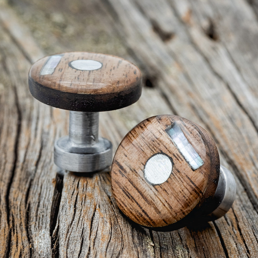 WALNUT CUFFLINKS WITH MOTHER OF PEARL INLAYS-3