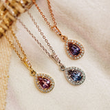 "ELODIE" - 14K GOLD LAB-GROWN ALEXANDRITE NECKLACE WITH DIAMOND HALO