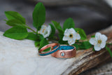 FIRE-TREATED BLACK ZIRCONIUM & TURQUOISE STACKING WEDDING BAND (available in silver, black zirconium, damascus steel & 14K rose, yellow, or white gold) - Staghead Designs - Antler Rings By Staghead Designs