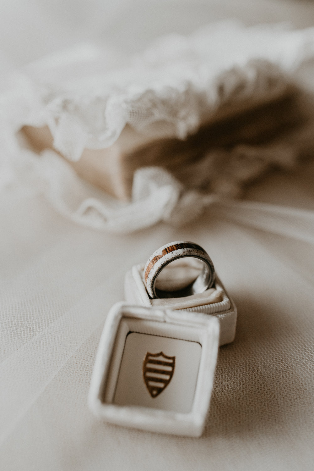 "CANYON" - SPALTED MAPLE & ANTLER WEDDING BAND-10