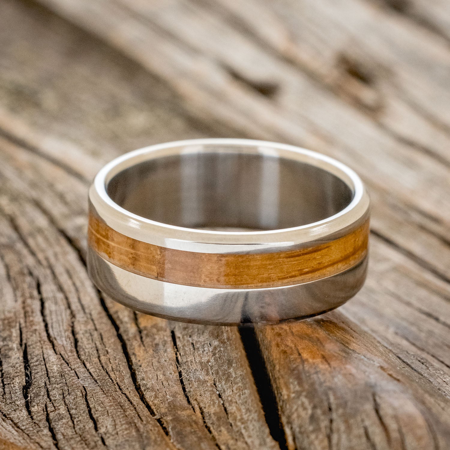 "CASTOR" - WHISKEY BARREL OAK WEDDING RING - READY TO SHIP-3