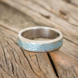 CUSTOM ENGRAVED BLUE RESIN CELTIC KNOT WEDDING RING-3