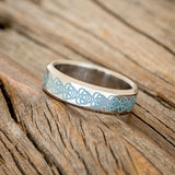 CUSTOM ENGRAVED BLUE RESIN CELTIC KNOT WEDDING RING-2