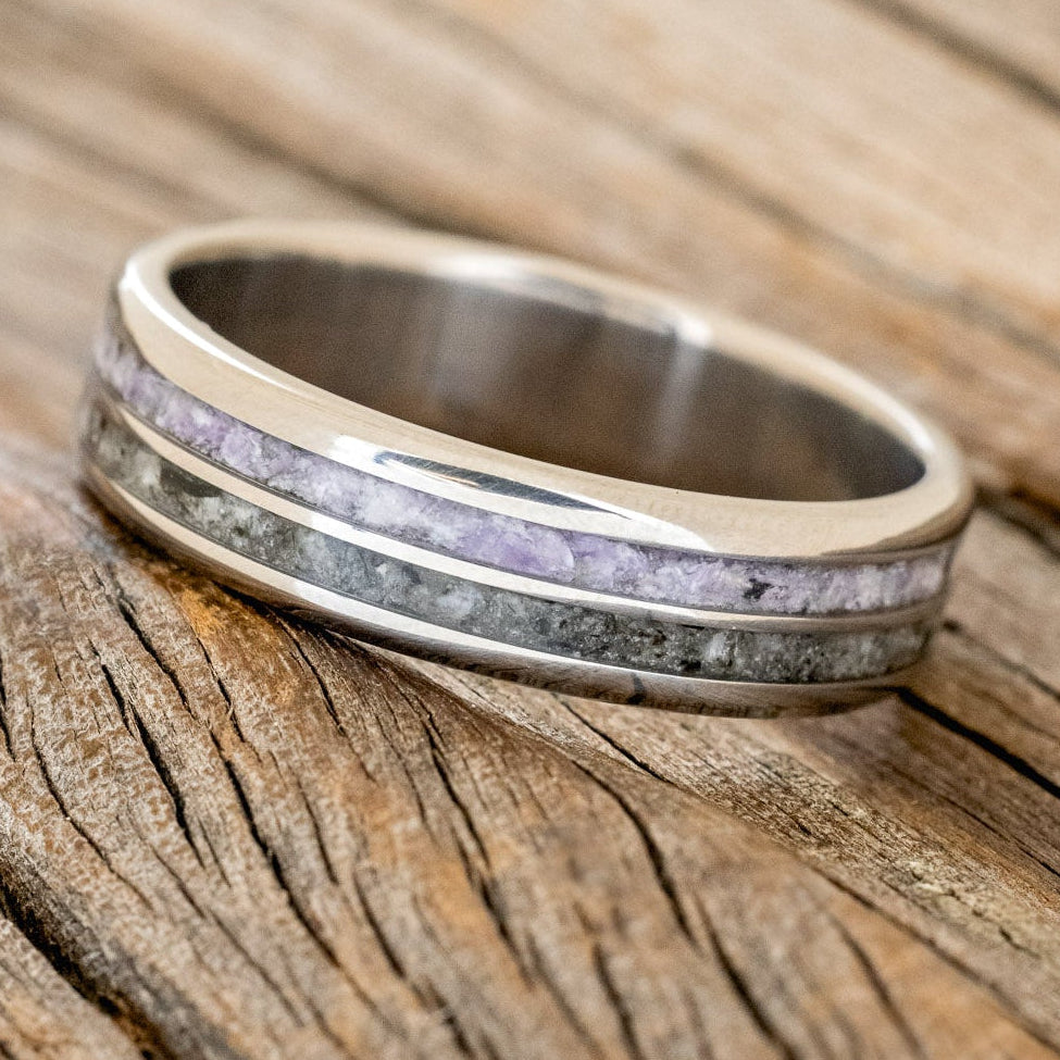 "COSMO" - CHAROITE & MOONSTONE WEDDING RING-2
