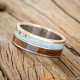 "DYAD" - IRONWOOD, ANTLER & TURQUOISE WEDDING BAND - READY TO SHIP-2