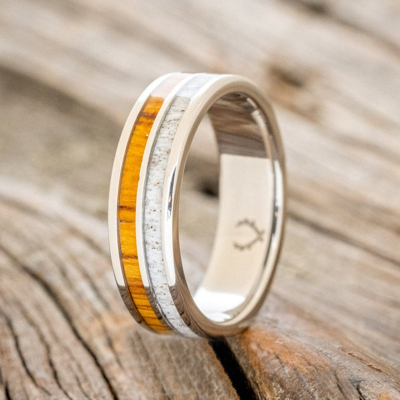 "DYAD" - IRONWOOD & ANTLER WEDDING BAND-1