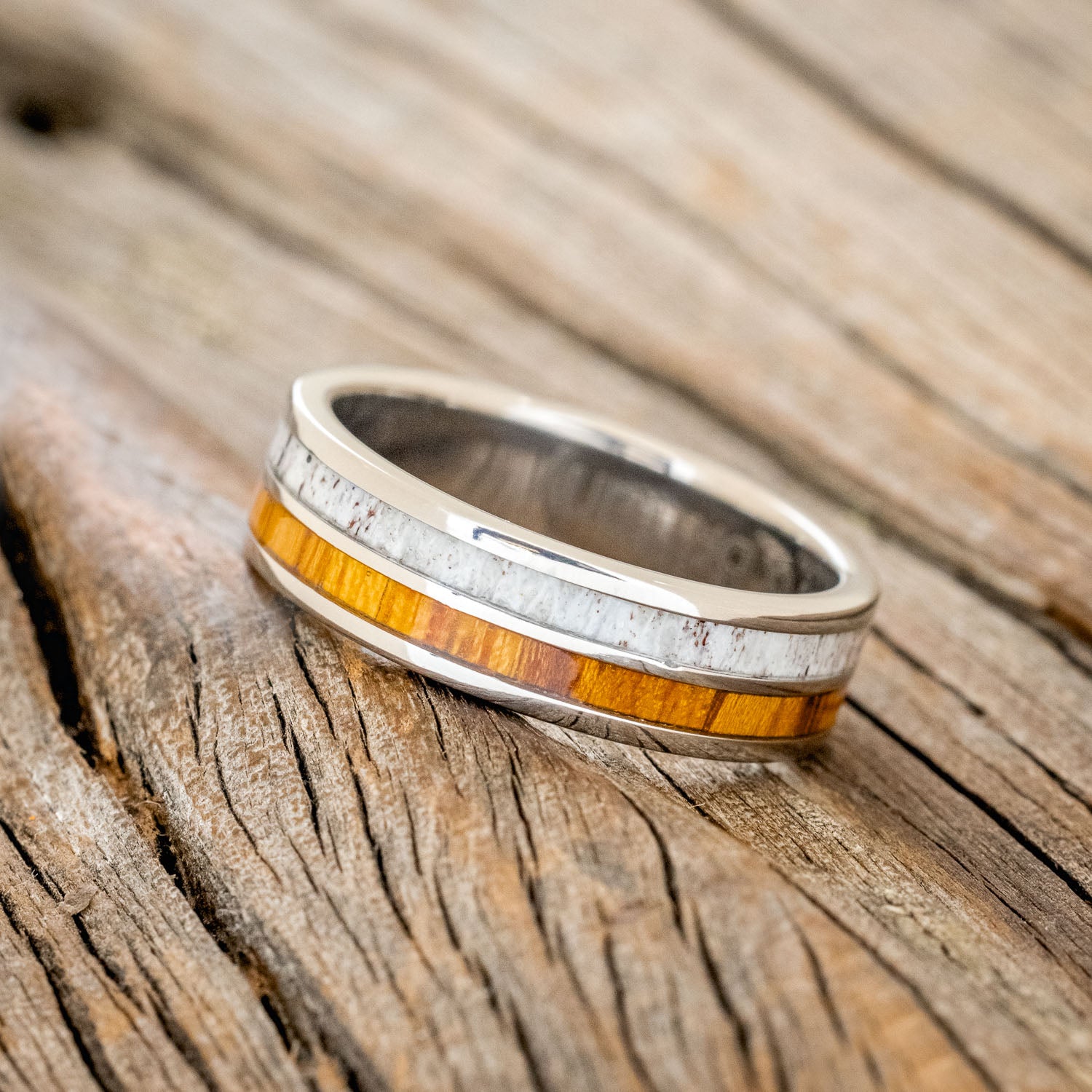 "DYAD" - IRONWOOD & ANTLER WEDDING BAND-2