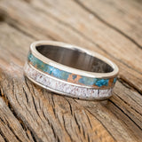 "DYAD" - PATINA COPPER & ANTLER WEDDING BAND - READY TO SHIP-2