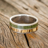 "DYAD" - MOSS & SPALTED MAPLE WOOD WEDDING BAND-3