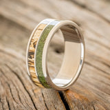 "DYAD" - MOSS & SPALTED MAPLE WOOD WEDDING BAND-1