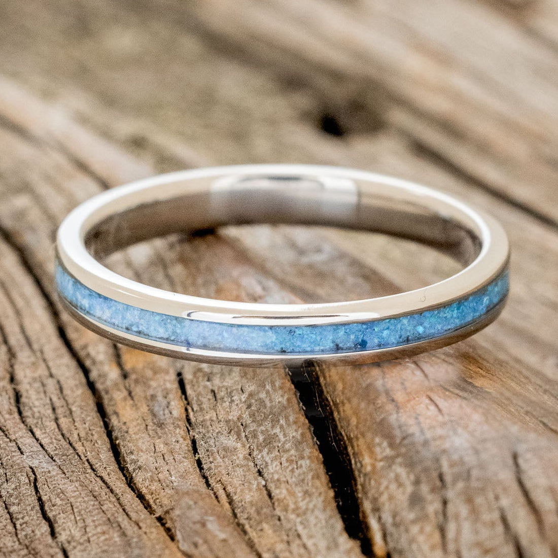 "ETERNA"- BLUE OPAL STACKING WEDDING BAND-3