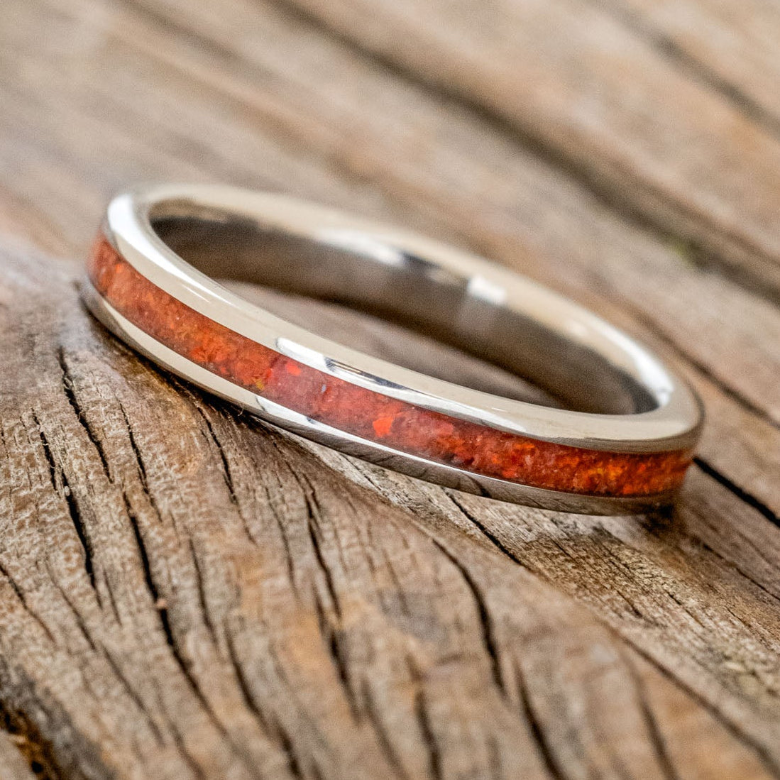 "ETERNA" - RUBY RED OPAL STACKING BAND-2